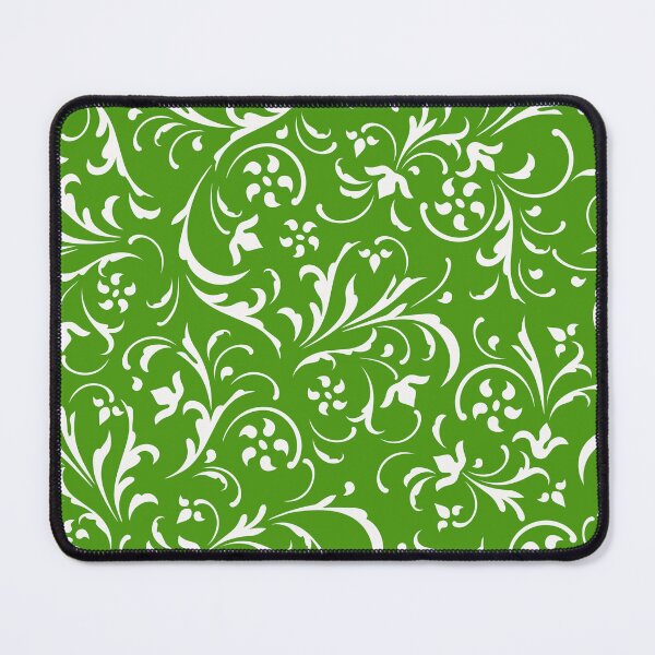 Item preview, White and green swirly floral damasks pattern designed and sold by GoDesign1.