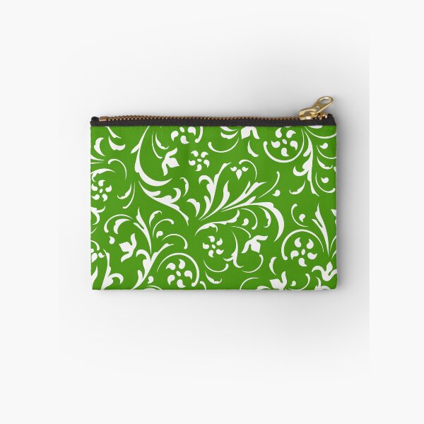 Item preview, White and green swirly floral damasks pattern designed and sold by GoDesign1.