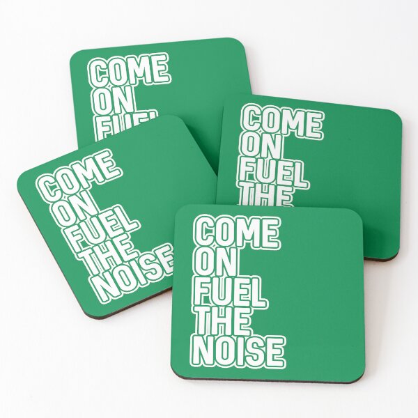 Item preview, COME ON FUEL THE NOISE, Glasgow Celtic Football Club White and Green Layered Text Design designed and sold by MacPean.