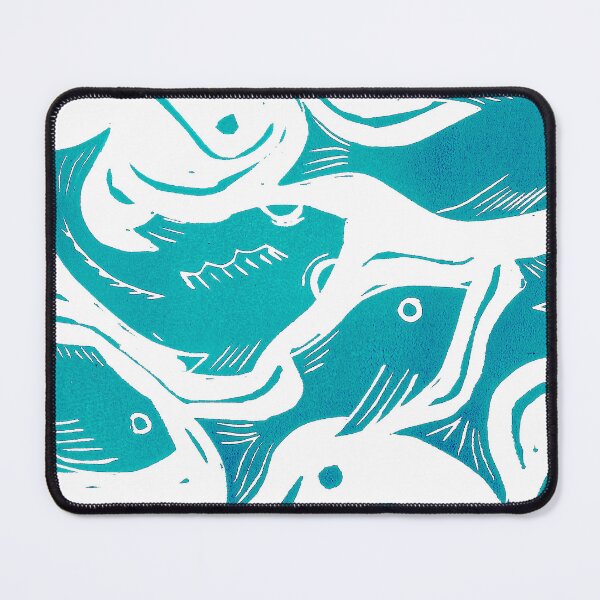Item preview, Fish Linocut in Turquoise designed and sold by Maddy Bennett.