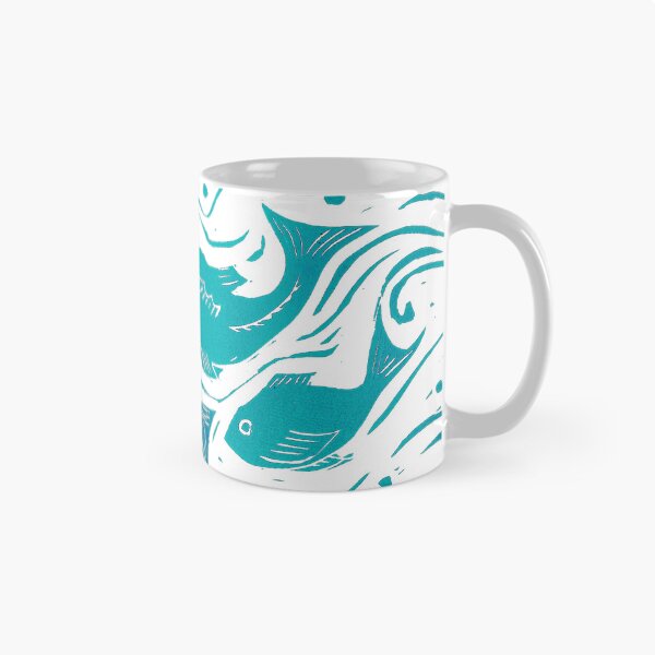 Item preview, Fish Linocut in Turquoise designed and sold by Maddy Bennett.