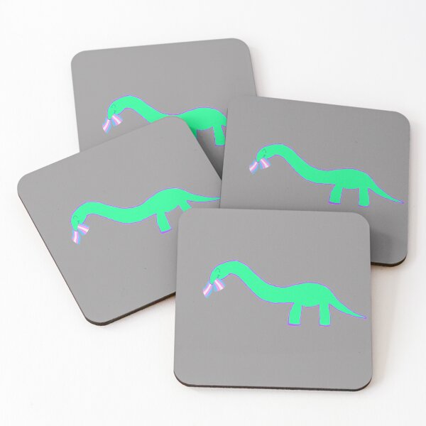 Item preview, Trans Longneck dinosaur with pride flag designed and sold by system51.