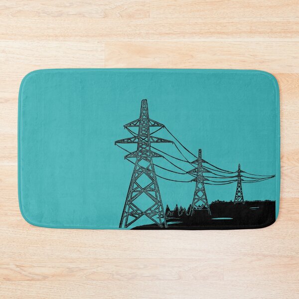 Item preview, Pylons Linocut Silhouette on teal designed and sold by Maddy Bennett.
