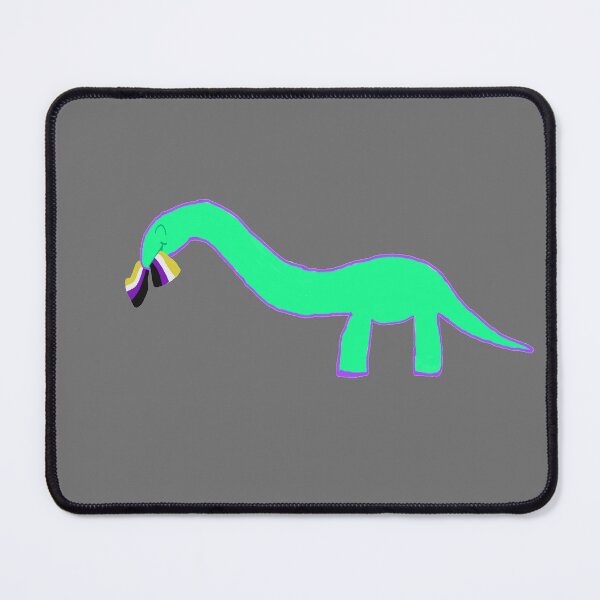 Item preview, Non-binary Longneck dinosaur with pride flag designed and sold by system51.