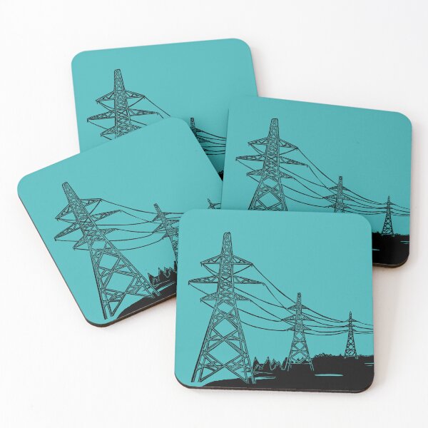 Item preview, Pylons Linocut Silhouette on teal designed and sold by Maddy Bennett.