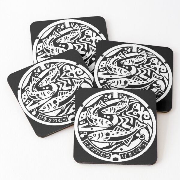 Item preview, Fish in stream on Manhole in Japan - White designed and sold by mattraski.