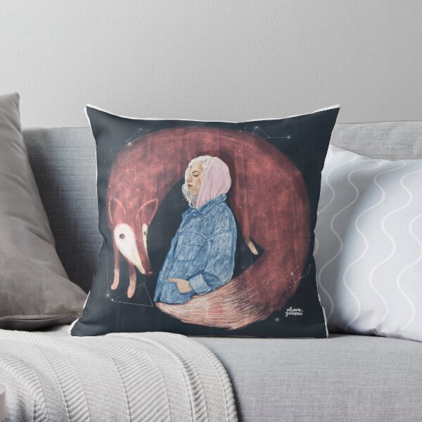 Little riding hood Throw Pillow