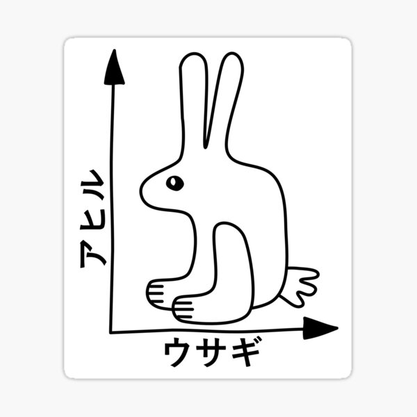 Funny Nerdy Usagi Ahiru Japanese Rabbit Duck Graph Easter Math Teacher Optical Illusion Black Text Sticker