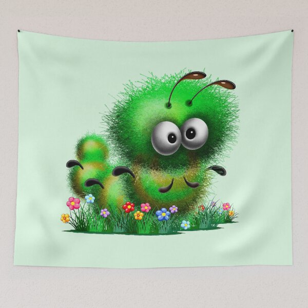 Item preview, Fluffy Caterpillar Worm Bug Funny Cartoon Character designed and sold by BluedarkArt.