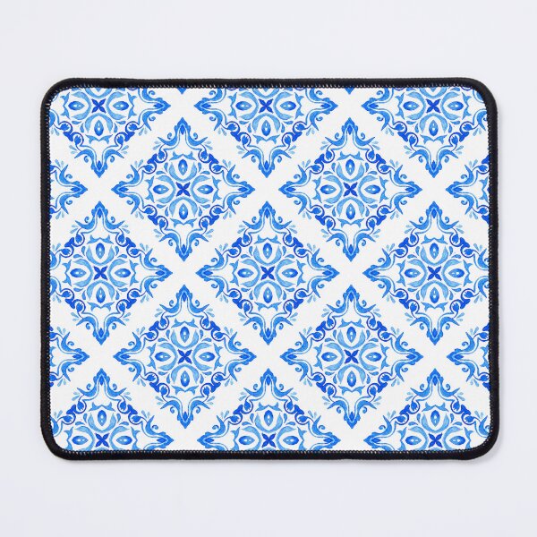 Item preview, Blue and White Portuguese Azulejo Watercolor Tile Pattern designed and sold by Rhu Creations.