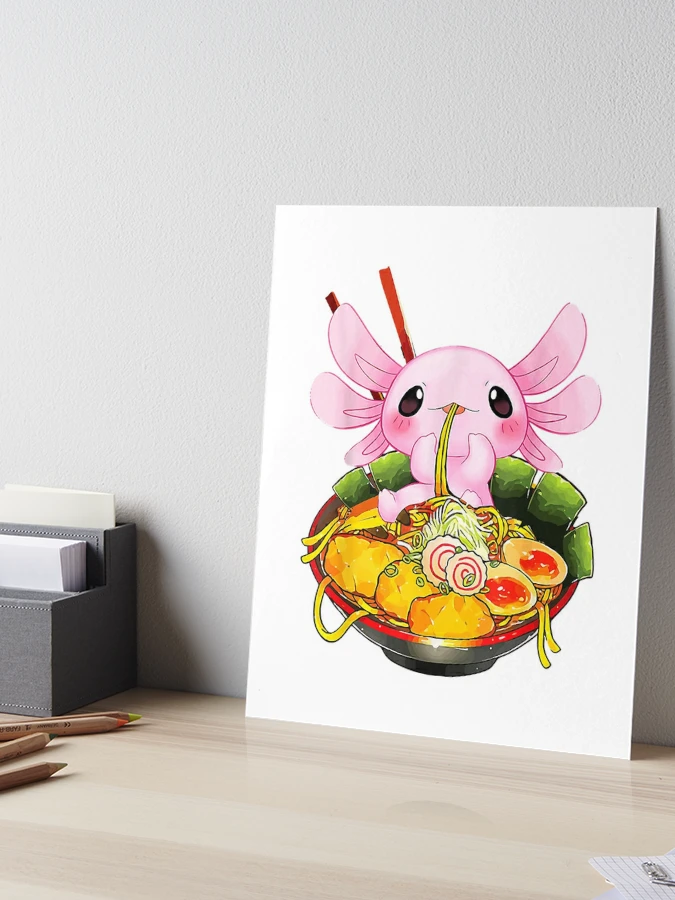 Ramen Axolotl Kawaii Anime Japanese Food Girls Teens | Art Board Print