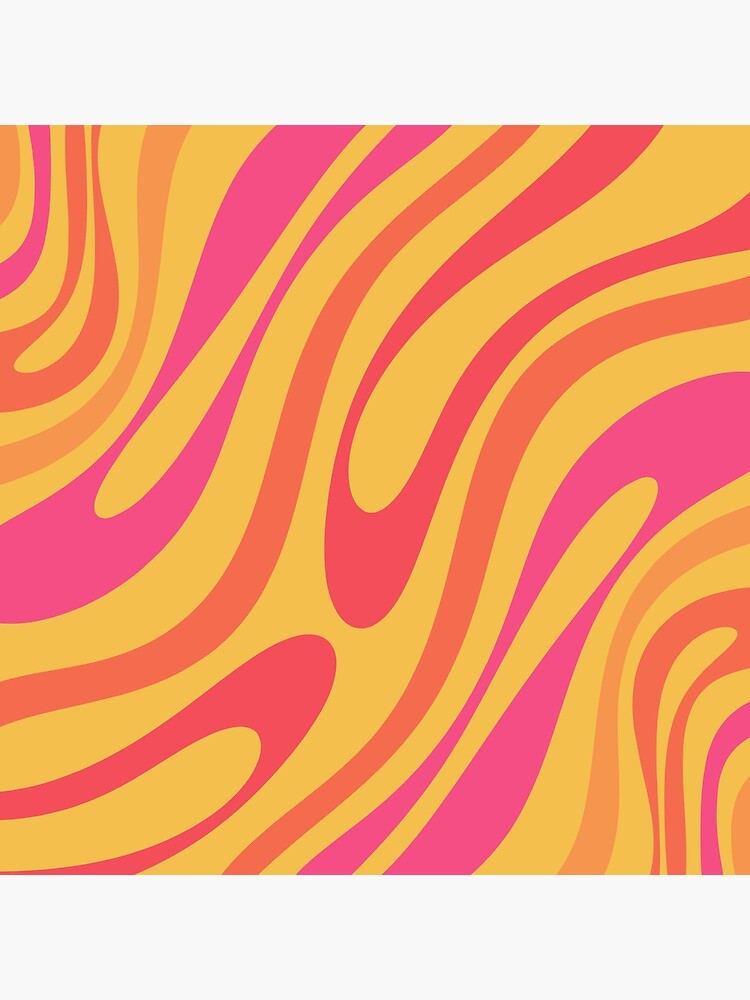 Wavy Loops Retro Abstract Pattern Mustard Yellow Hot Pink Orange