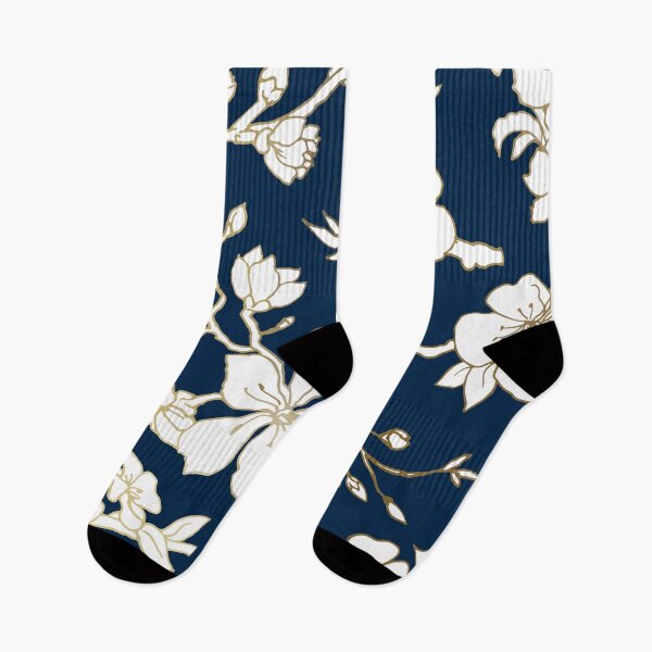 Item preview, White and Gold Blossoms on Navy designed and sold by meggydesigns.
