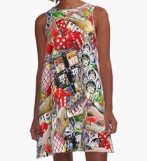 Gamblers Delight - Las Vegas Icons Background A-Line Dress