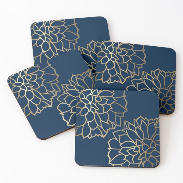 Item preview, Gold and Navy Flowers designed and sold by meggydesigns.