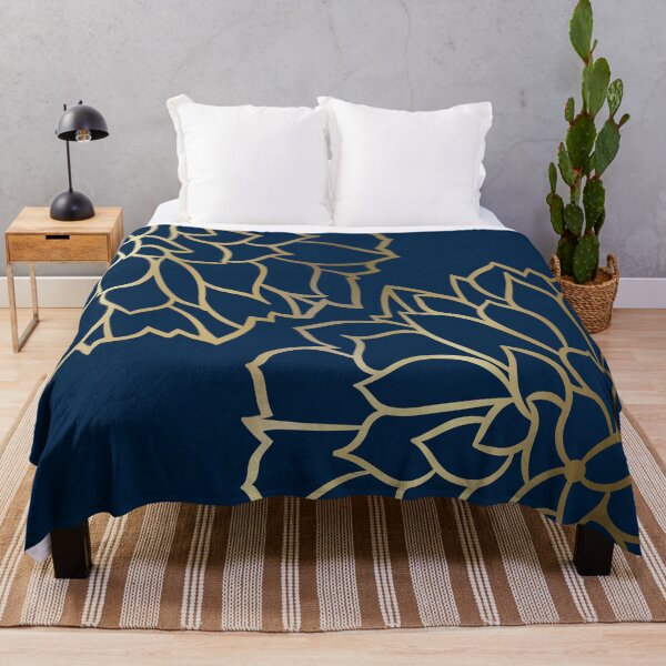 Item preview, Gold and Navy Flowers designed and sold by meggydesigns.