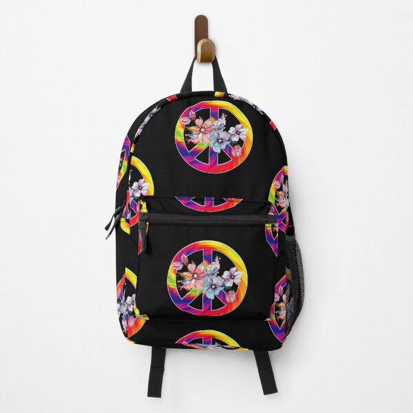Item preview, Rainbow Peace Sign With Flowers Colorful Design designed and sold by EarthArtDesigns.