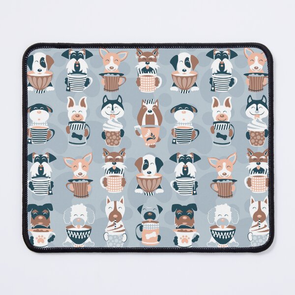 Item preview, Doggie Coffee and Tea Time 1 // blue grey background designed and sold by SelmaCardoso.