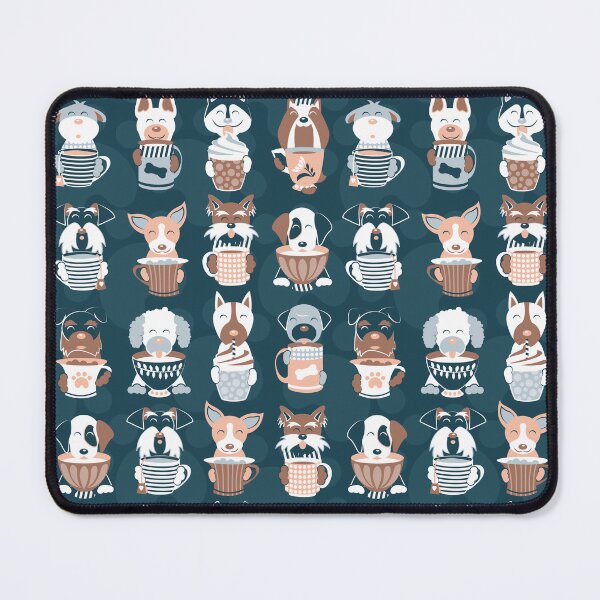 Item preview, Doggie Coffee and Tea Time 2 // navy blue background designed and sold by SelmaCardoso.