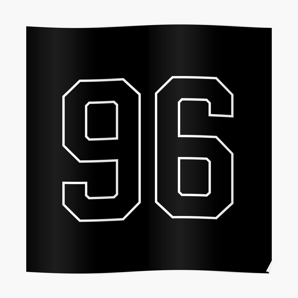  All Sports Fan Number #96 White Black Outline Jersey