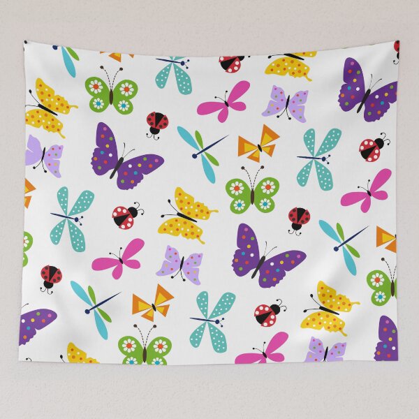 Item preview, Cute butterflies and ladybugs pattern designed and sold by GoDesign1.