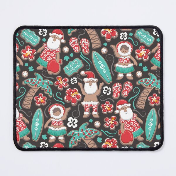 Item preview, Mele Kalikimaka Hawaiian Christmas gingerbread cookies // brown background designed and sold by SelmaCardoso.