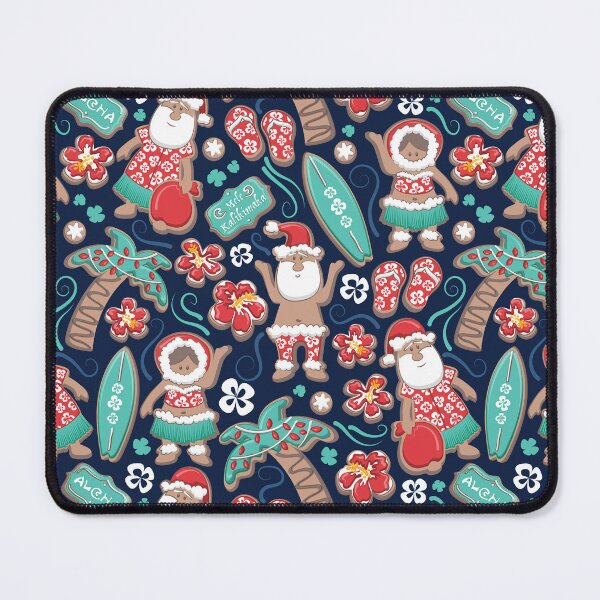 Item preview, Mele Kalikimaka Hawaiian Christmas gingerbread cookies // navy blue background designed and sold by SelmaCardoso.
