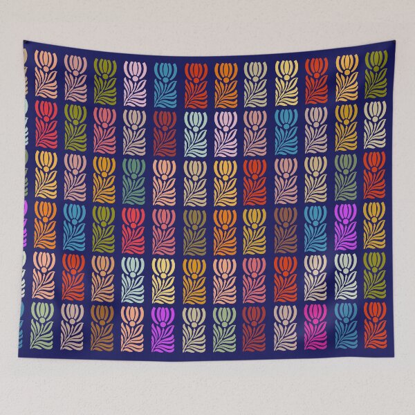 Item preview, Art Deco Tulips Stencil Flowers Multicolored Pattern designed and sold by Anna Lemos.