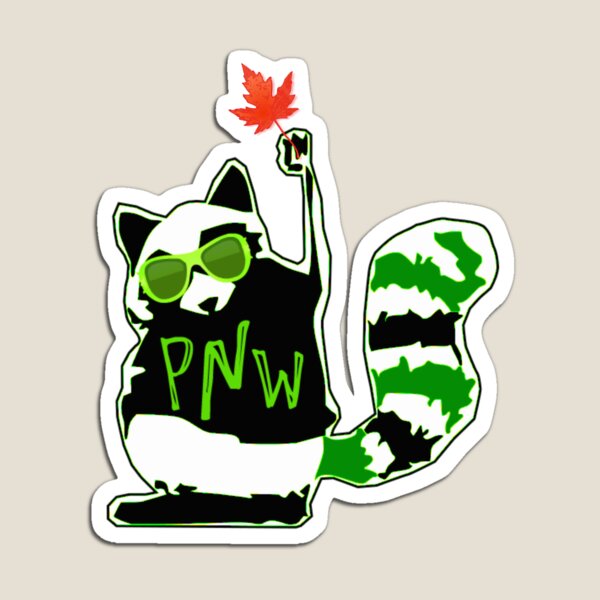 PNW Rebel Raccoon Maple Leaf Magnet
