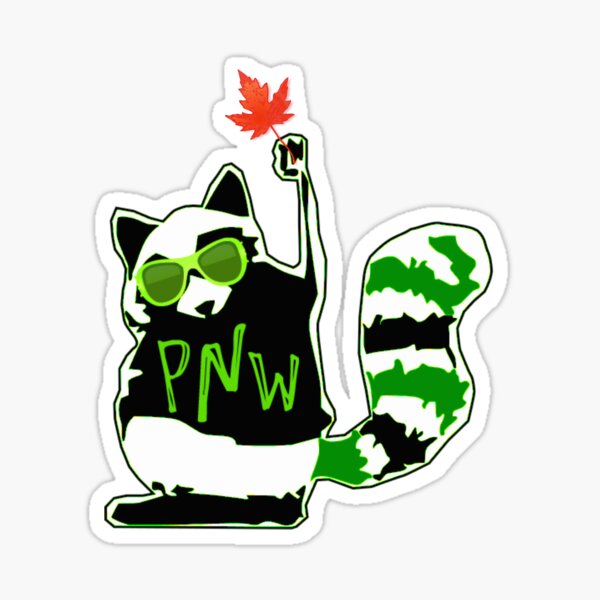 PNW Rebel Raccoon Maple Leaf Sticker