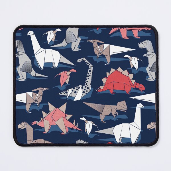 Item preview, Origami dino friends // oxford navy blue background paper red dinosaurs designed and sold by SelmaCardoso.