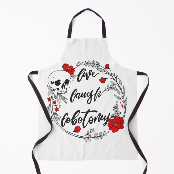 Item preview, Live Laugh Lobotomy Memento Mori Skull and Flowers white design designed and sold by xenotransplant.