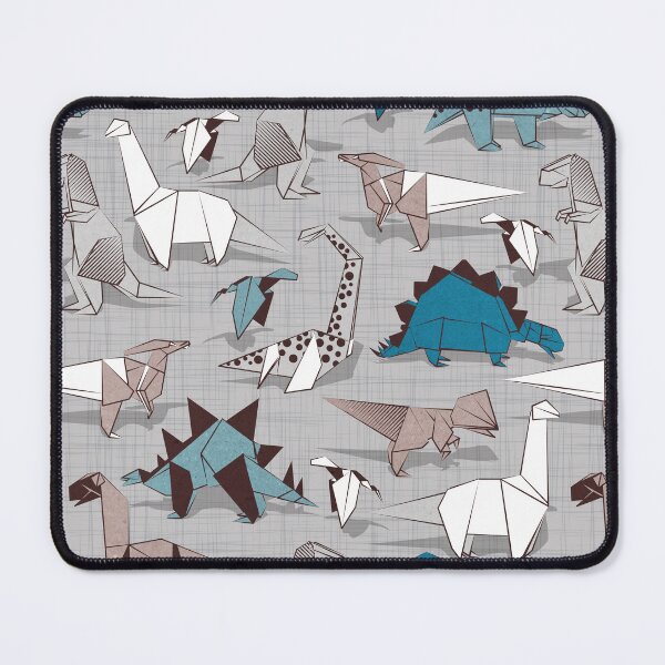 Item preview, Origami dino friends // grey linen texture background blue white and beige dinosaurs   designed and sold by SelmaCardoso.