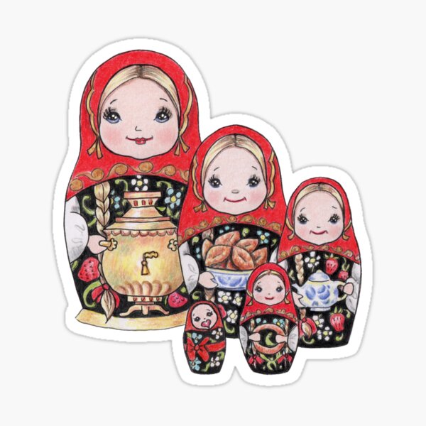 &ldquo;Matryoshka doll set portrait&rdquo; Sticker by KateMakStudio | Redbubble