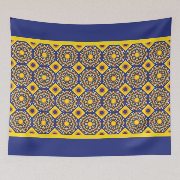 Item preview, Moroccan Tile Pattern Yellow and Blue designed and sold by Anna Lemos.