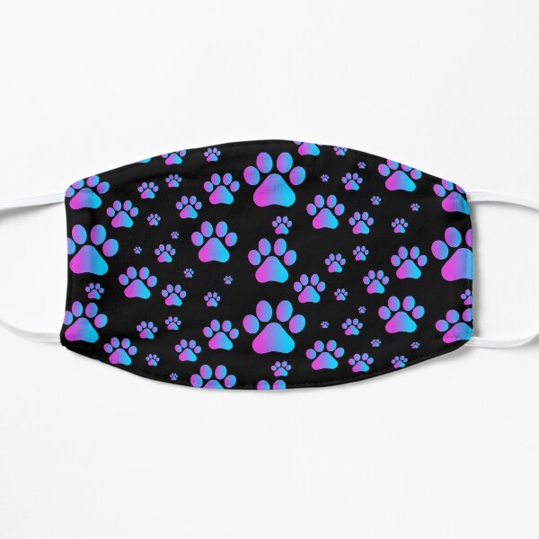 Purple Blue Ombre Pawprint Pattern Flat Mask