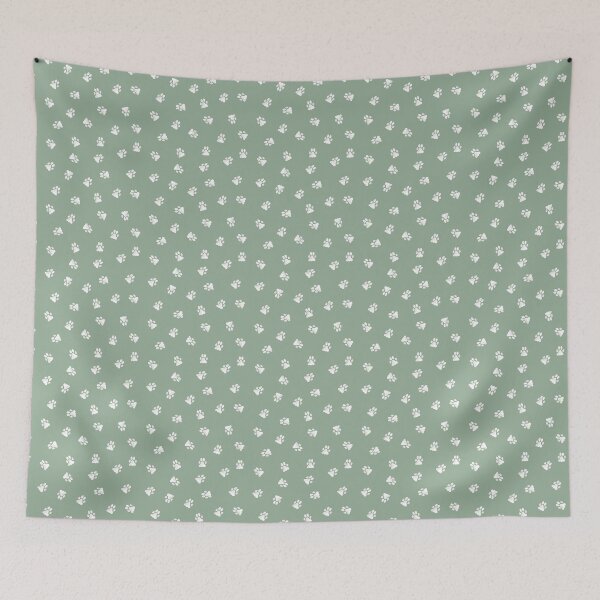 Item preview, Posh green paws prints, watercolour cat dog paws pattern designed and sold by RoseMaryWP.