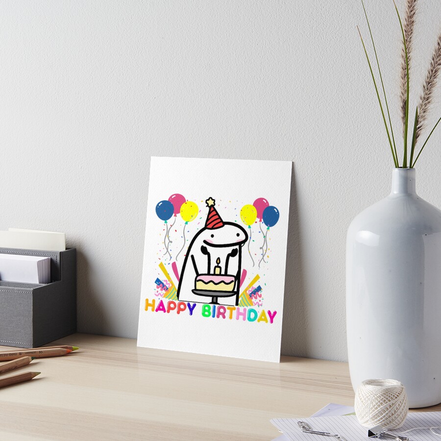 Flork cake Happy birthday meme Art Board Print for Sale by