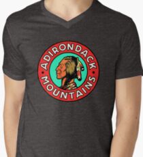 Vintage Style Adirondack Mountains 1950's Travel Image Men's V-Neck T-Shirt