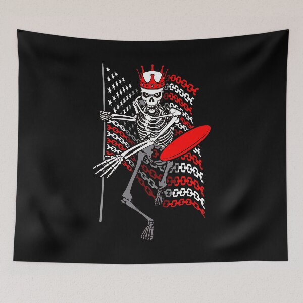Item preview, American Flag Gothic Skeleton Disc Golf Player King designed and sold by GrandeDuc.