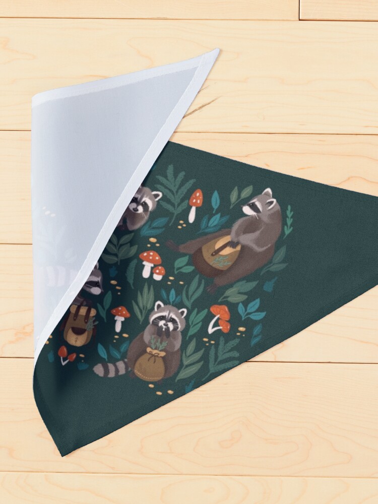 Alternate view of Raccoons green Pet Bandana