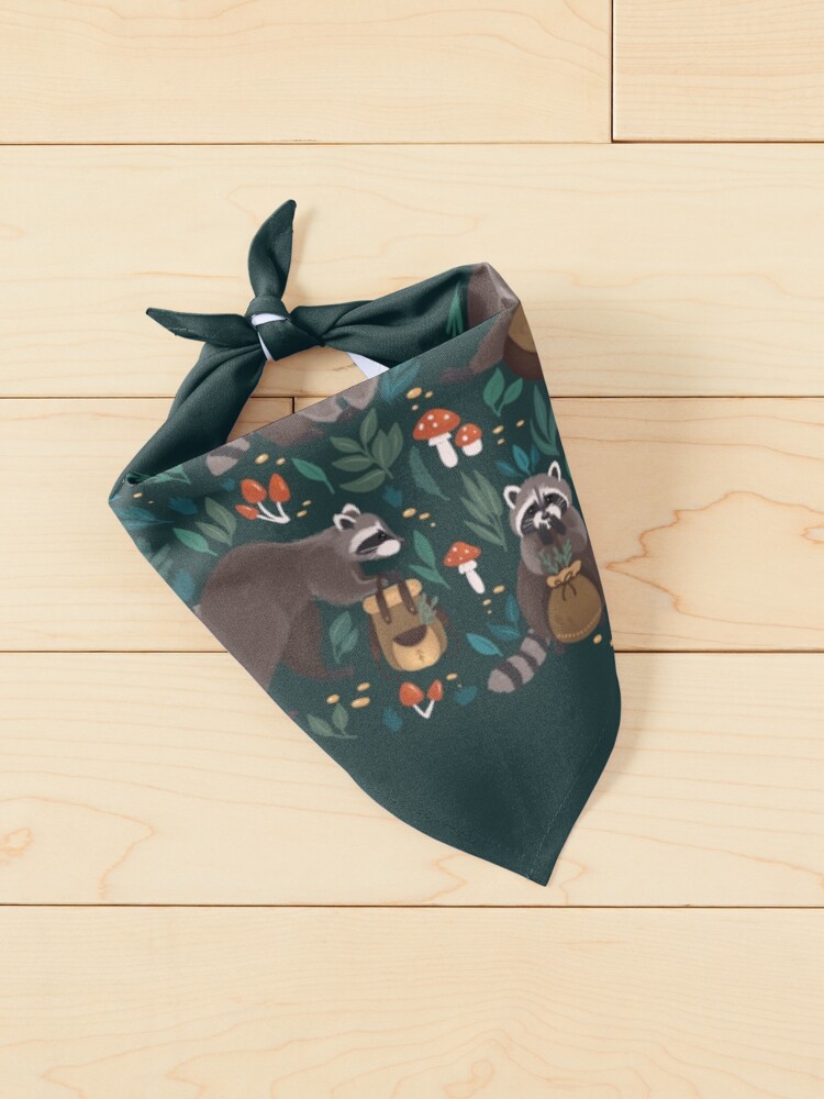 Alternate view of Raccoons green Pet Bandana