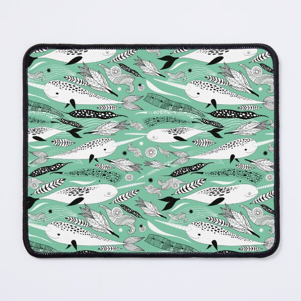 Item preview, Narwhals Feathers In Green designed and sold by Pink Pineapple Works.