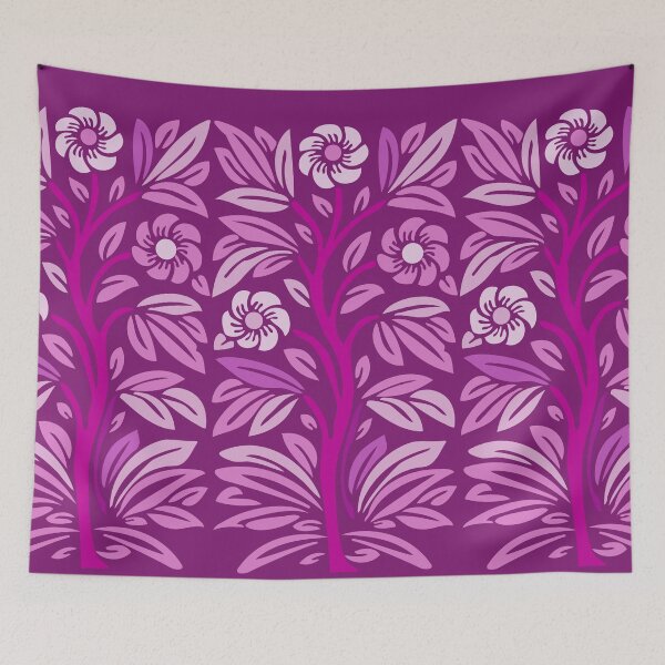 Item preview, Vintage Stencil Rosebush Flowering Tree Magenta designed and sold by Anna Lemos.