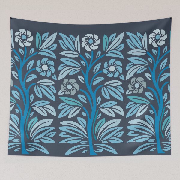 Item preview, Vintage Stencil Rosebush Flowering Tree Aqua designed and sold by Anna Lemos.