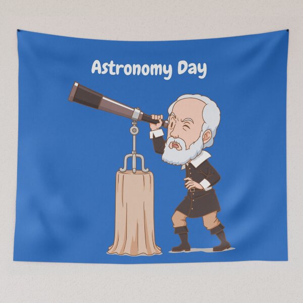 Item preview, Astronomy day, astronomer looks through a telescope and makes discoveries designed and sold by klimov0101.