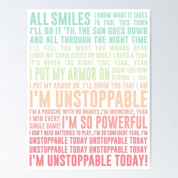 Item preview, UNSTOPPABLE - SIA - music lyrics designed and sold by Gujiju.