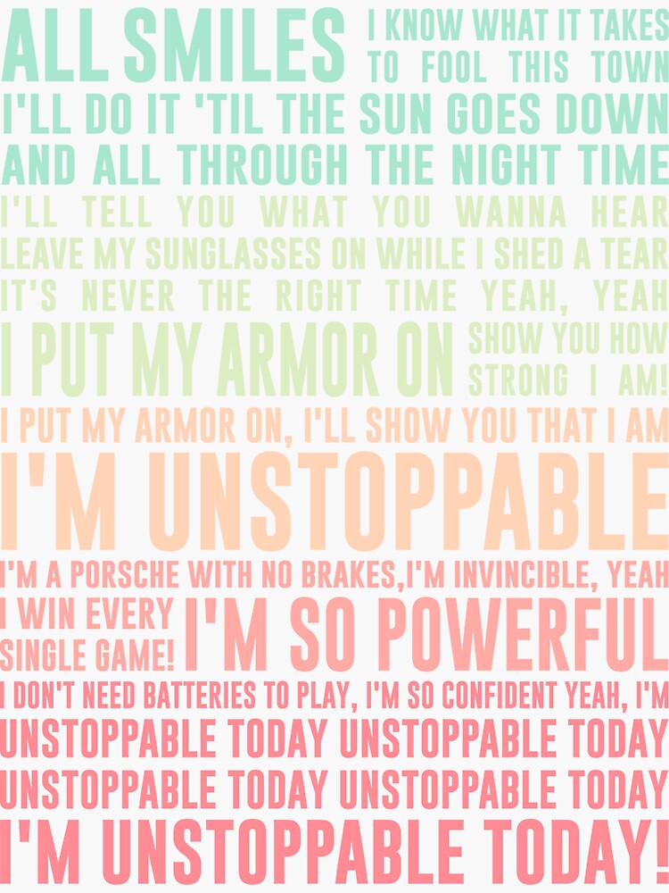 UNSTOPPABLE - SIA - music lyrics Pullover Hoodie for Sale by Ardalan  Saboori