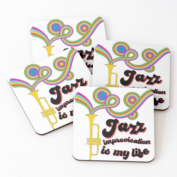 Item preview, Colored sound waves emanate from a jazz trumpet designed and sold by Goliardika-Shop.