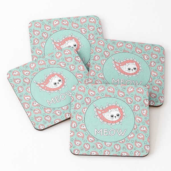Item preview, Cat Paisley Coral and Mint designed and sold by miavaldez.